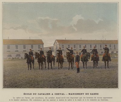 Cavalry School on Horseback, Saber Handling by (after) French Photographer