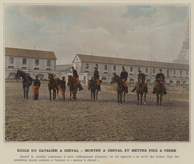 Cavalry School on Horseback, Mounting and Dismounting by (after) French Photographer