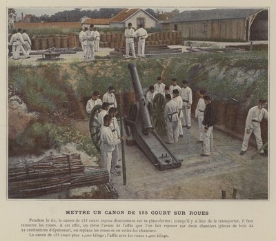 Mounting a 155 Short Cannon on Wheels by (after) French Photographer