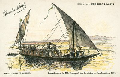 Dahabieh on the Nile, Transporting Tourists and Goods by (after) French School