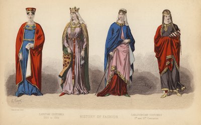 Fashion in France: Capetian Costumes 1100 to 1364; Carlovingian Costumes 9th and 10th Centuries by (after) French School