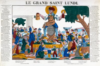 Holy Monday, Cartoon on Workers and Tradesmen Who Devote Mondays to Alcohol Instead of Their Work by (after) French School