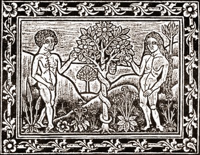The Tree from which Adam ate the Apple, facsimile from a book of meditation, the first book printed at Albi, Languedoc, in 1481 by (after) French School