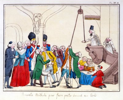 The three orders of France according to a painting preserved in the town hall of Aix en Provence. Cartoon on the inequality of the three orders after the revolution 1789. by (after) French School