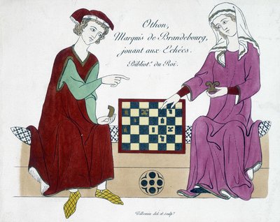 Othon, Marquis of Brandenburg, playing chess - Germany 13th century. by (after) German School