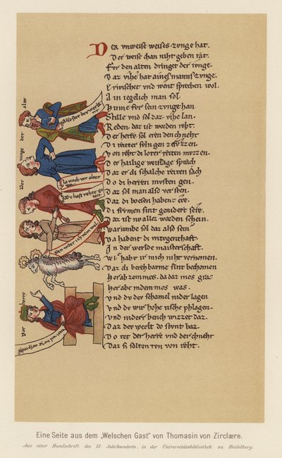 Page from Der Waelsche Gast, by Thomasin von Zirclaere by (after) German School