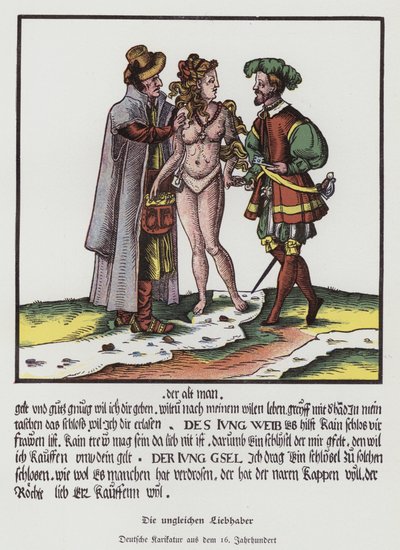 The Unequal Lovers, German cartoon by (after) German School