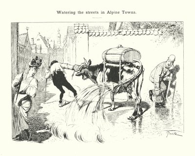 Watering the Streets in Alpine Towns by (after) German School