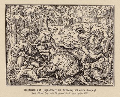 Wild boar hunt by (after) German School
