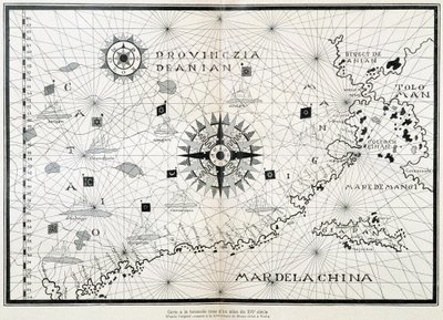 Map of the Compass Rose from a 16th Century Atlas, Based on the Original Preserved in the Library of the Museo Civico in Venice by (after) Italian School