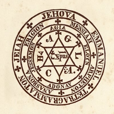 Occult Sciences: Magic Circle. Schema from De Occulta Philosophia by Henry Cornelius Agrippa by (after) Italian School