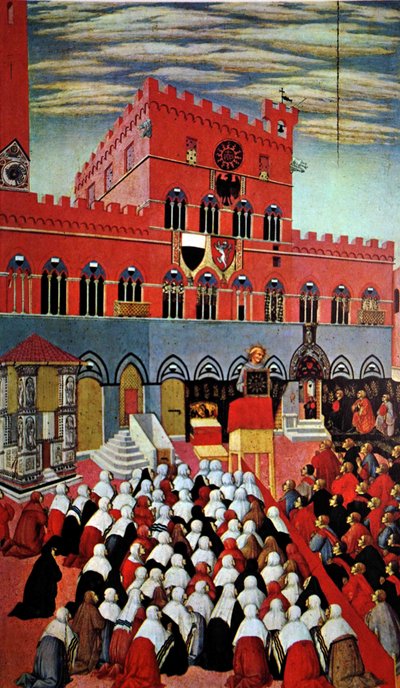 Saint Bernardino Speaking in His Native Siena by (after) Italian School