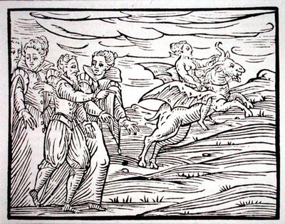 Witch astride a diabolical goat, copy of an illustration from 