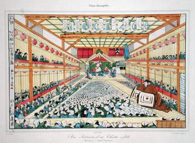 Interior of a Theatre at Jedo, engraved by Jaime by (after) Japanese School