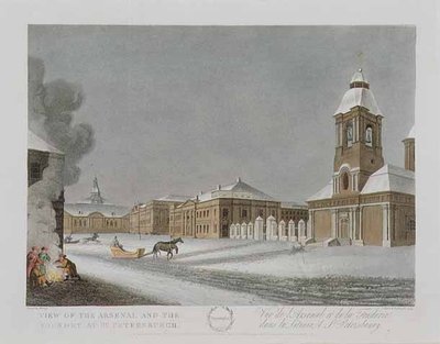 View of the Arsenal and the Foundry at St. Petersburg, Illustration for December from 