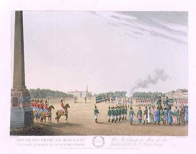 View of the Champs de Mars and the Summer Garden at St. Petersburg, illustration for September from 