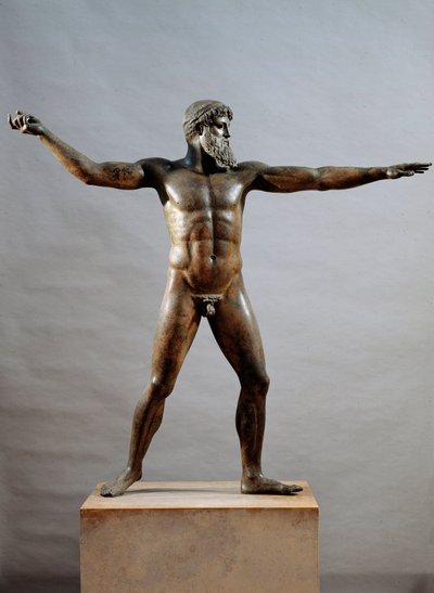 Greek Art: Bronze Statue Called the God of Cape Artemision by (attr. to) Kalamis