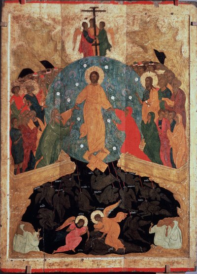 The Descent into Hell. Episode of the Resurrection, immediately after his death, Christ descended to the gates of the kingdom of the dead (limbo) where souls vegetate awaiting the beatific vision, to liberate the souls of the Just by (c.1440 1502) Dionisius the Wise