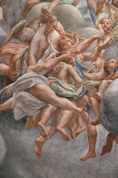 Angels playing musical instruments (detail) by (c.1489 1534) Correggio