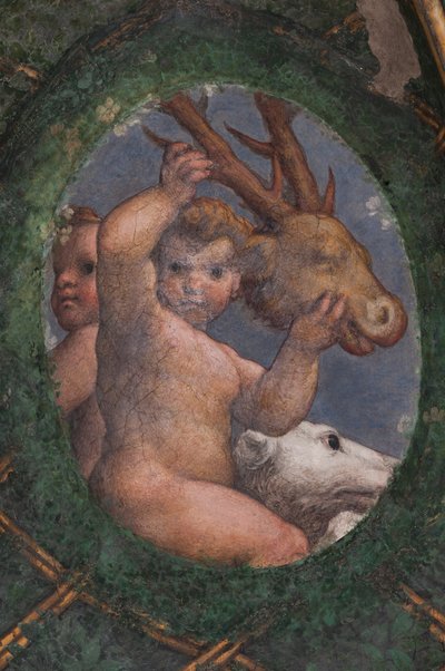 Putti, Dog and Deer (detail) by (c.1489 1534) Correggio