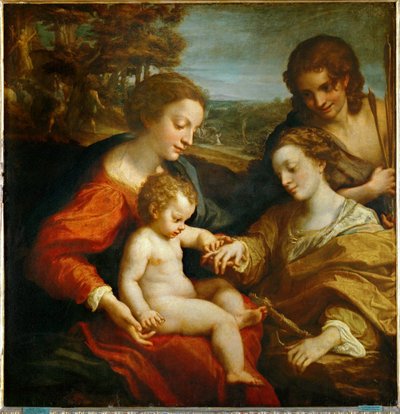 The Mystic Marriage of Saint Catherine of Alexandria with the Child Jesus and Saint Sebastian by (c.1489-1534) Correggio