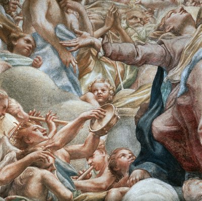 Angels Playing Music, Detail of Assumption of Virgin by (c.1489 1534) Correggio