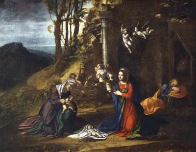 Nativity of Jesus with St. Elisabeth and the young St. John the Baptist by (c.1489 1534) Correggio