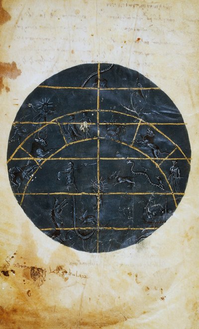 Northern celestial hemisphere, astronomical table by Ptolemy by (c.90 168)(after) Ptolemy