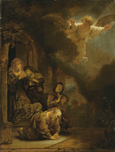 The Archangel Raphael Taking Leave of Tobit and His Family by studio of Rembrandt Harmensz. van Rijn