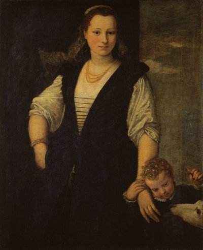 Portrait of a Woman with a Child and a Dog by Paolo Veronese