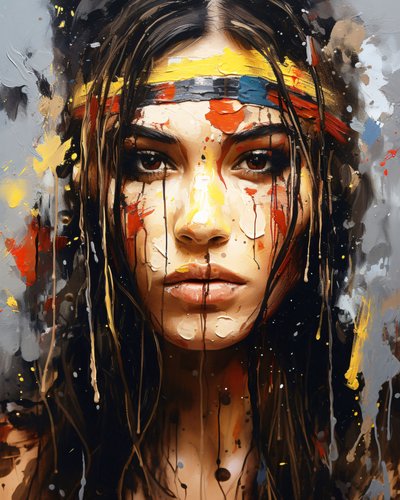 Abstract Portrait: A Young Native American Woman by F. Abderrahim