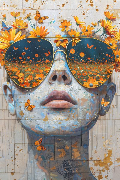 Woman Face Close Up with Olympus Flowers by F. Abderrahim