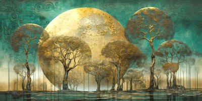 Tree Landscape Surrealist Abstract in Soft Tones by F. Abderrahim