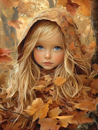 Beautiful girl & Autumn Leaves by F. Abderrahim