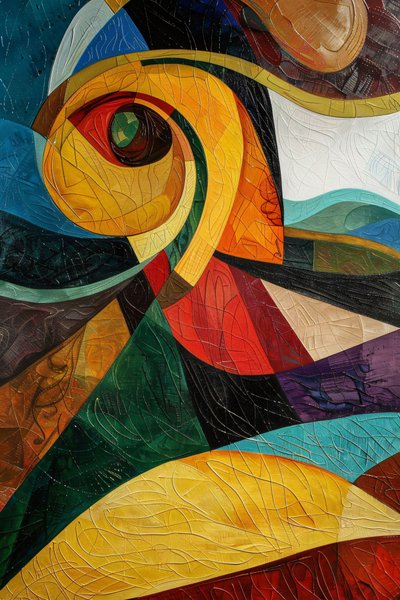 Abstract Colorful Stained Glass Pattern, Picasso inspiration by F. Abderrahim