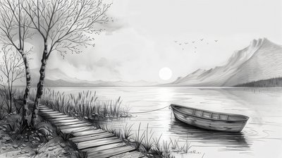 Boat in the Middle of a River by F. Abderrahim