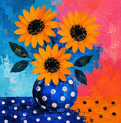 Sunflowers in a Riot of Colors by Nomi Morina