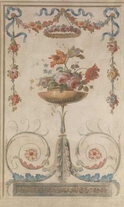 Vase of Flowers Resting on Foliate Scrolls, 1770-90 by 18th century . French Painter