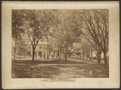 No. 242. Arsenal, Washington, D.C., North Front. Interior Court. Group of Officers in Foreground by A.J. Russell