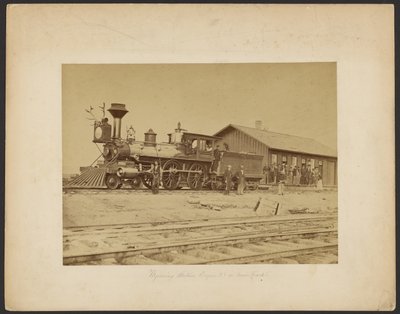 Wyoming Station Engine 23 on Main Track, Wyoming by A.J. Russell