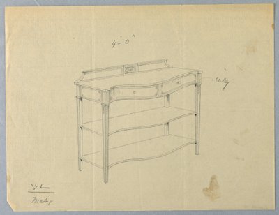 Design for Oblong Serving Table with Two Shelves by A.N. Davenport Co.