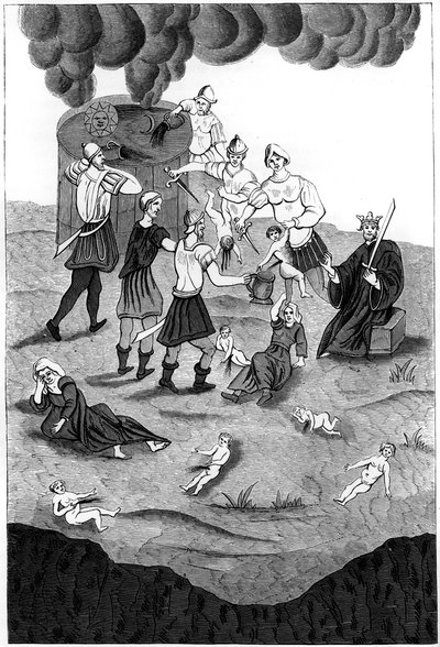 Jews taking the blood from Christian children for their mystic rites, 1849 by A. Bisson