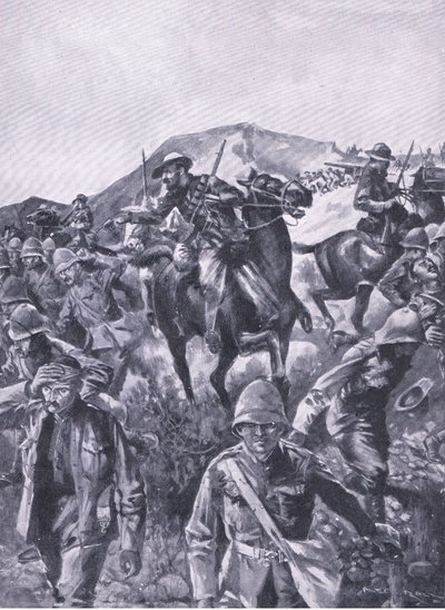 British Prisoners Used as a Screen While the Boers Removed a Naval Gun, from After Pretoria: The Guerilla War by A. C. Ball