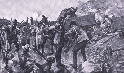 The Wrecking of the Train Near Taaibosch, from After Pretoria: The Guerilla War by A. C. Ball