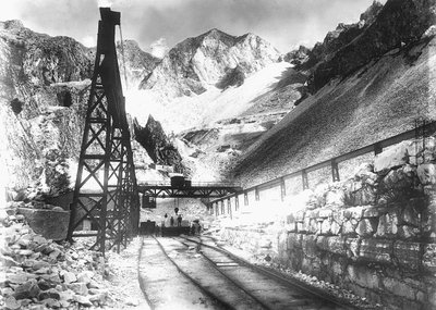 A station of the tram for the transport of marble, in the Apuan Alps by A. Corsini
