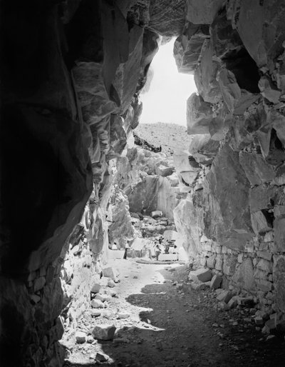 Excavators at work at a marble quarry in the Apuan Alps, Tuscany by A. Corsini