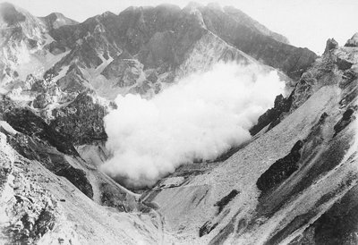 Explosion at a marble quarry in the Apuan Alps, Tuscany by A. Corsini