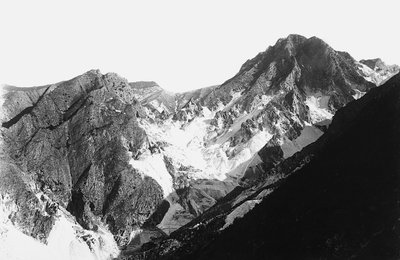 The Fantiscritti marble quarry in the Apuan Alps, in Tuscany, seen from Belgia by A. Corsini