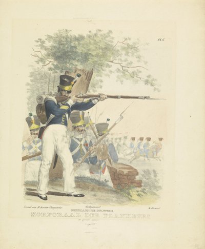 Flanker in Full Dress, 1820-1825 (Military Costumes of the Kingdom of the Netherlands) by A. Courtois