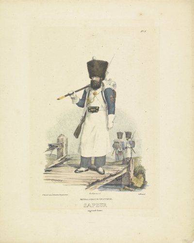 Sapper in Full Dress, 1820-1825 (Military Costumes of the Kingdom of the Netherlands) by A. Courtois